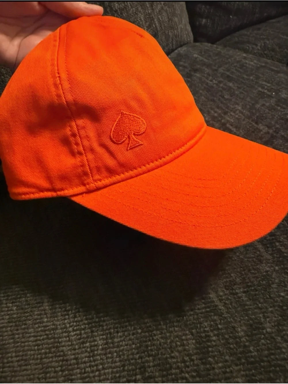 NWT Kate Spade New York Embroidered Spade Logo Baseball Cap Hat Vibrant Orange